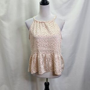 Francesca's Collections Miami Polka Dot Halter Peplum Tank Size Small